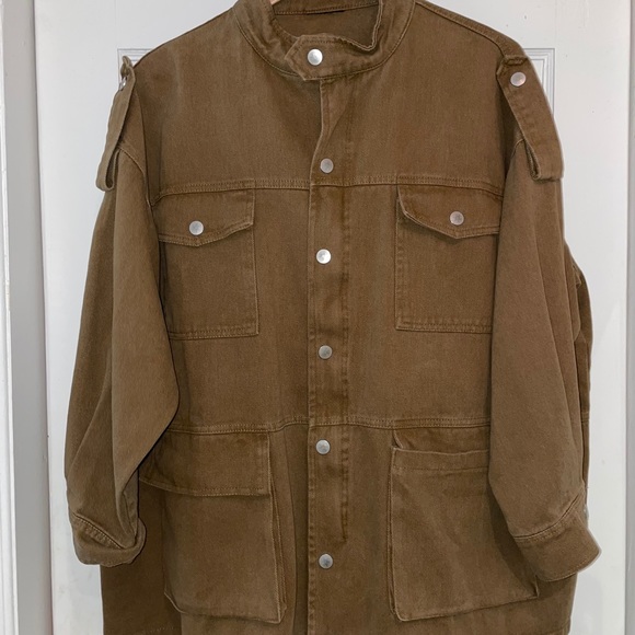 Olive cargo jacket medium NEW - Picture 2 of 4